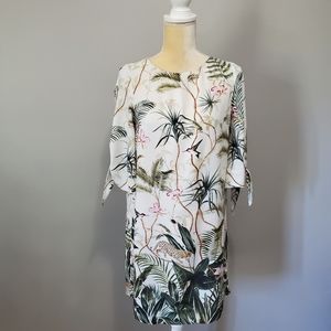 H&M Women Tropical Cold Shoulder Cutout Dress Sz 2